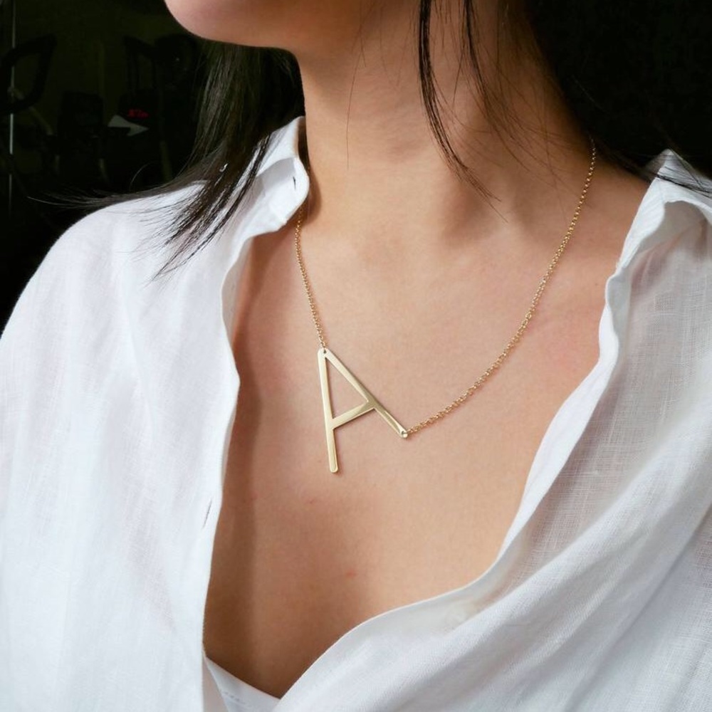 Boho Large Initial necklaces monogram gold silver - Picture 2 of 8